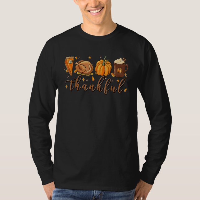 Camiseta Thanksgiving Fall Leopard Pumpkin Blessed Thankful (Anverso)