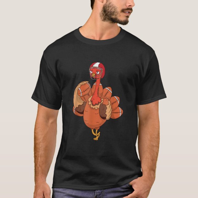 Camiseta Thanksgiving Football Turkey and Touchdowns Turkey (Anverso)