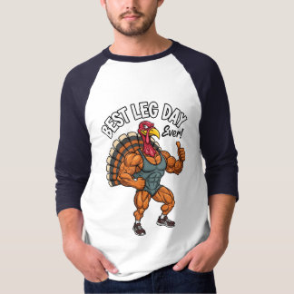 Camiseta Thanksgiving Leg Day 3/4 Sleeve Raglan T-Shirt