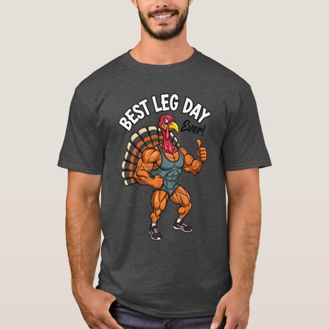 Camiseta Thanksgiving Leg Day Basic Dark T-Shirt (Anverso)
