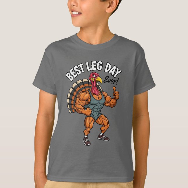 Camiseta Thanksgiving Leg Day Kids T-Shirt (Anverso)