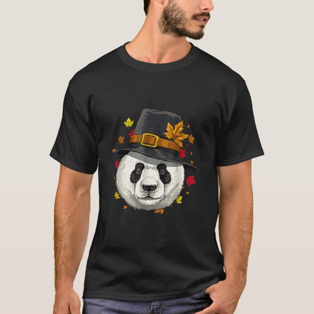 Camiseta Thanksgiving Panda Pilgrim (Anverso)