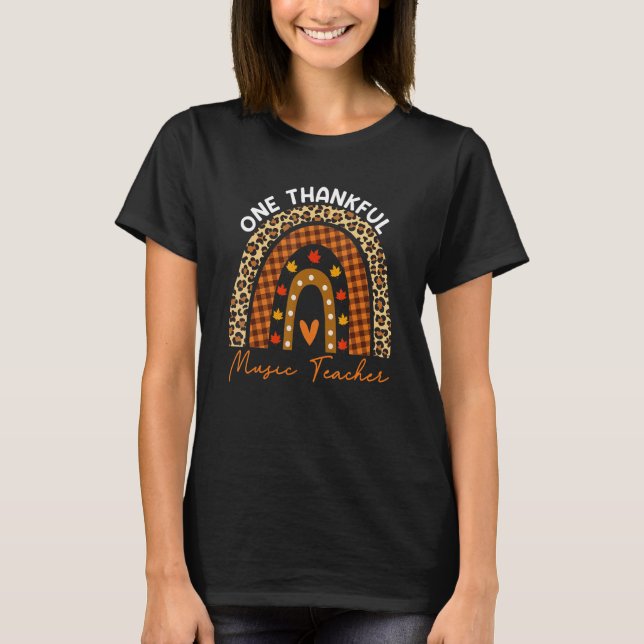 Camiseta Thanksgiving Rainbow Leopard One Thankful Music Te (Anverso)