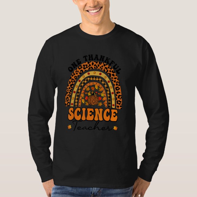 Camiseta Thanksgiving Rainbow Leopard One Thankful Science  (Anverso)