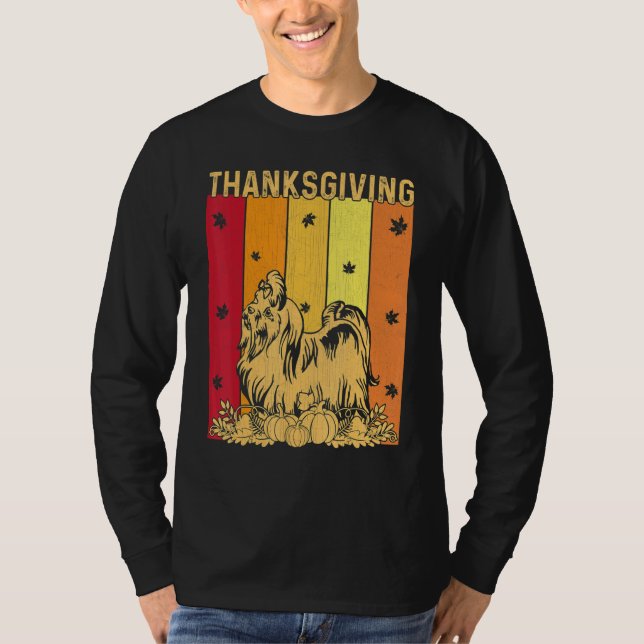 Camiseta Thanksgiving Retro Maltese Dog Matching Family Paj (Anverso)