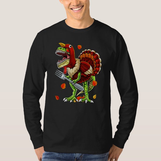 Camiseta Thanksgiving Rex Dinosaur Turkey Costume Kids  Boy (Anverso)