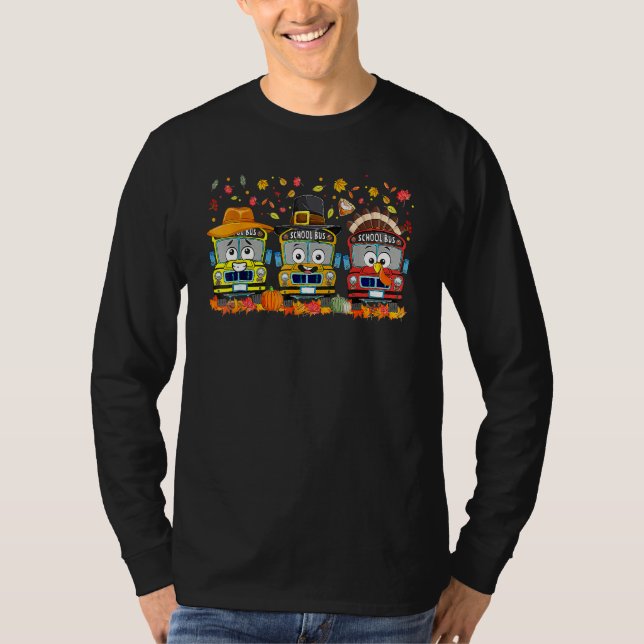 Camiseta Thanksgiving School Bus Driver Autumn Turkey Back  (Anverso)