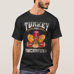 Camiseta Thanksgiving Turkey And Touchdowns Football Men Ki