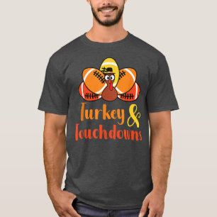Camiseta Thanksgiving Turkey And Touchdowns Funny Football 
