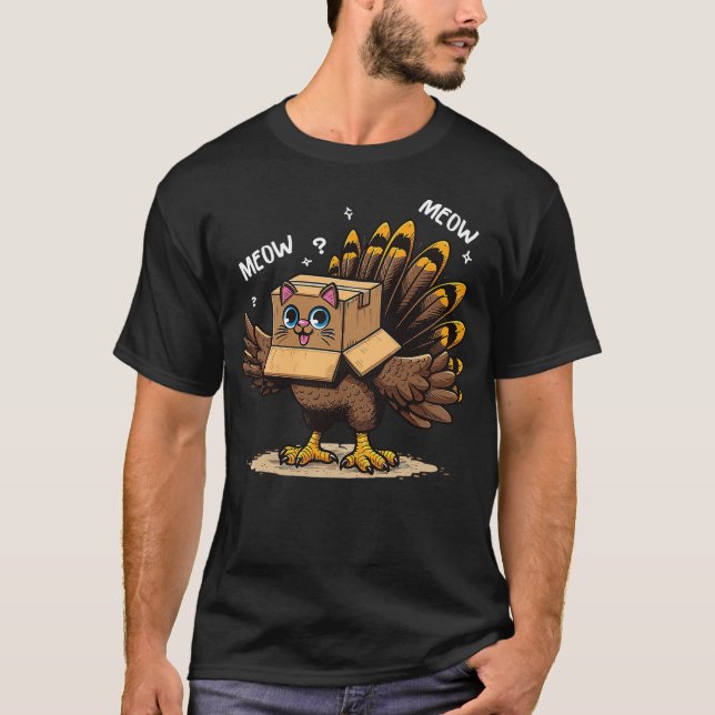 Camiseta Thanksgiving Turkey Cat Meow Funny Men Women Thank (Anverso)