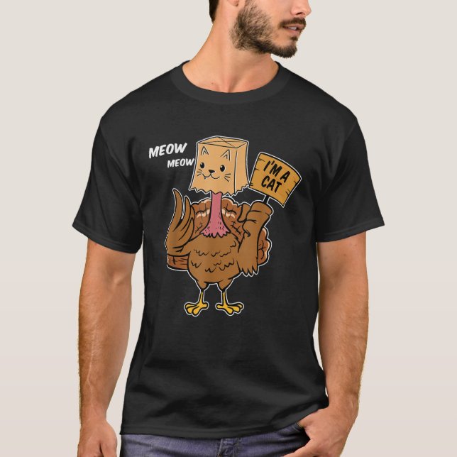 Camiseta Thanksgiving Turkey Cat Meow Funny Unisex Adults U (Anverso)