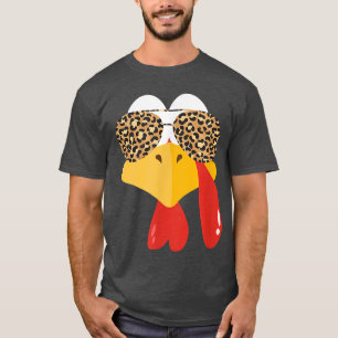 Camiseta Thanksgiving Turkey Face Leopard Print Glasses men