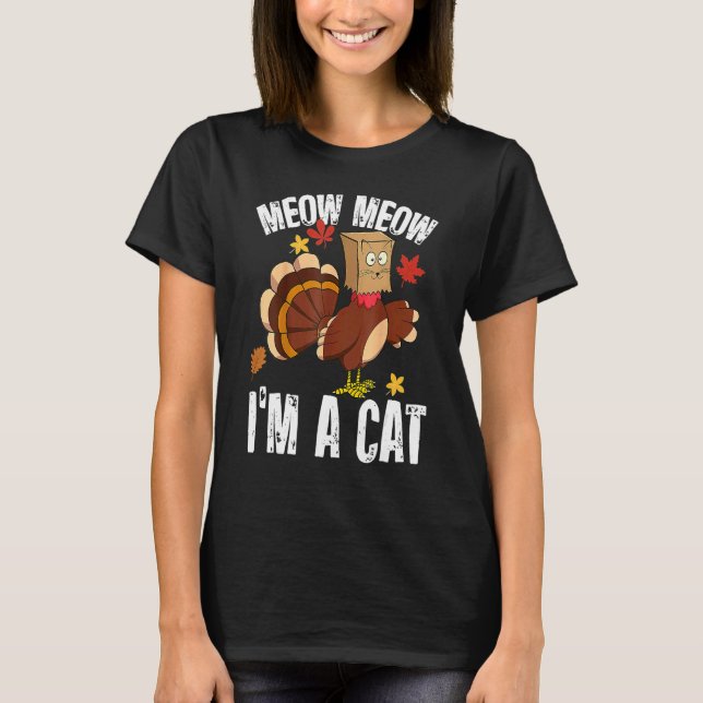 Camiseta Thanksgiving  Turkey Fake Cat for Men Women (Anverso)