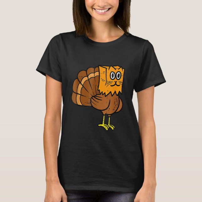 Camiseta Thanksgiving Turkey Fake Cat Meow  Cat Thanksgivin (Anverso)