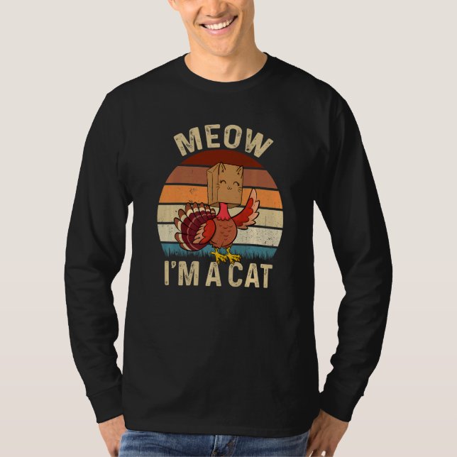 Camiseta Thanksgiving  Turkey Fake Cat Retro Vinage Cats (Anverso)