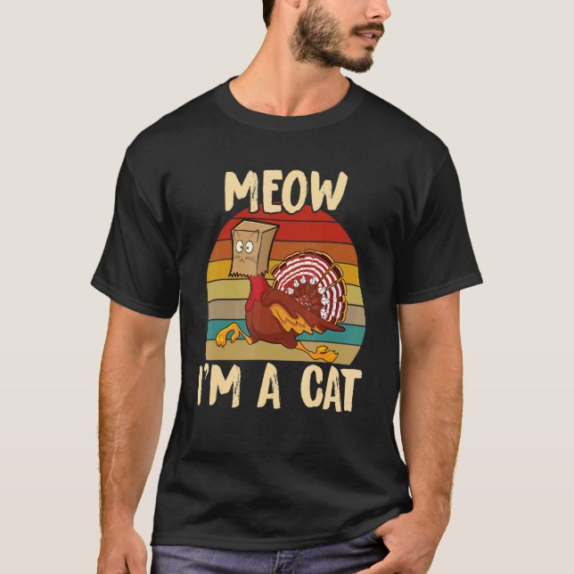 Camiseta Thanksgiving   Turkey Fake Cat Retro Women Men Kid (Anverso)