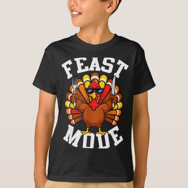 Camiseta Thanksgiving Turkey Feast Mode Funny Fall Men Wome (Anverso)