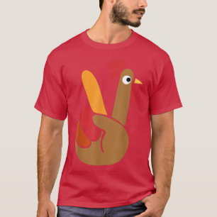 Camiseta Thanksgiving Turkey Hand Peace Sign Funny Boys Kid