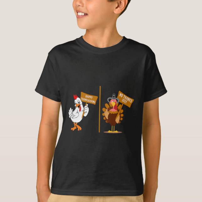 Camiseta Thanksgiving Turkey No Thanks Grumpy Halloween Fun (Anverso)