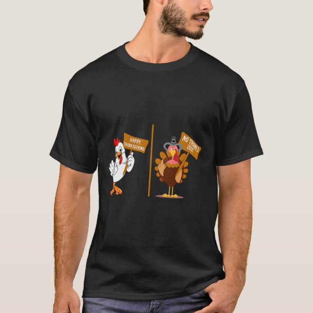 Camiseta Thanksgiving Turkey No Thanks Grumpy Halloween Fun (Anverso)