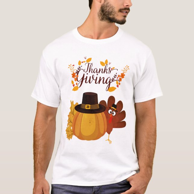 Camiseta Thanksgiving Turkey & Pumpkin T‑Shirt (Anverso)