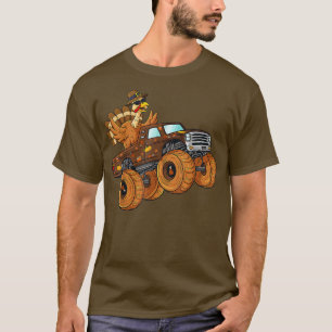 Camiseta Thanksgiving Turkey Riding Monster Truck Boys Kids
