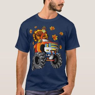 Camiseta Thanksgiving Turkey Riding Monster Truck Boys Kids