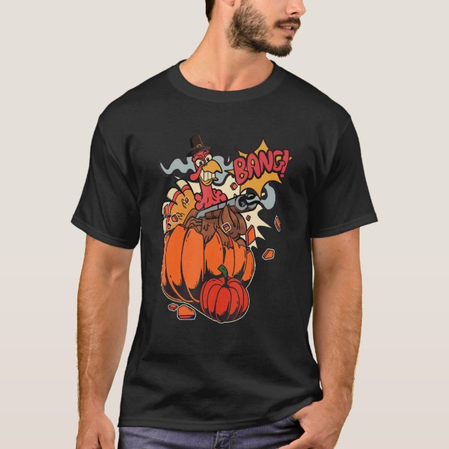Camiseta Thanksgiving Turkey with Pumpkin Shotgun 1 (Anverso)