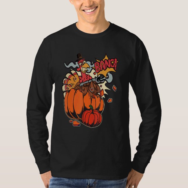 Camiseta Thanksgiving Turkey with Pumpkin Shotgun 1 (Anverso)