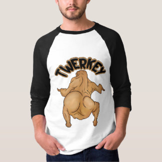 Camiseta Thanksgiving Twerkey 3/4 Sleeve Raglan T-Shirt