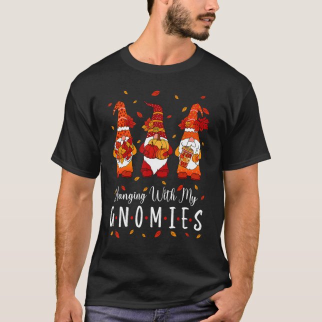 Camiseta Thanksgiving With My Gnomies Fall  Autumn Gnome (Anverso)
