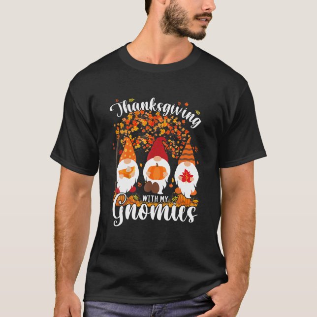 Camiseta Thanksgiving With My Gnomies Funny Autumn Gnomes L (Anverso)