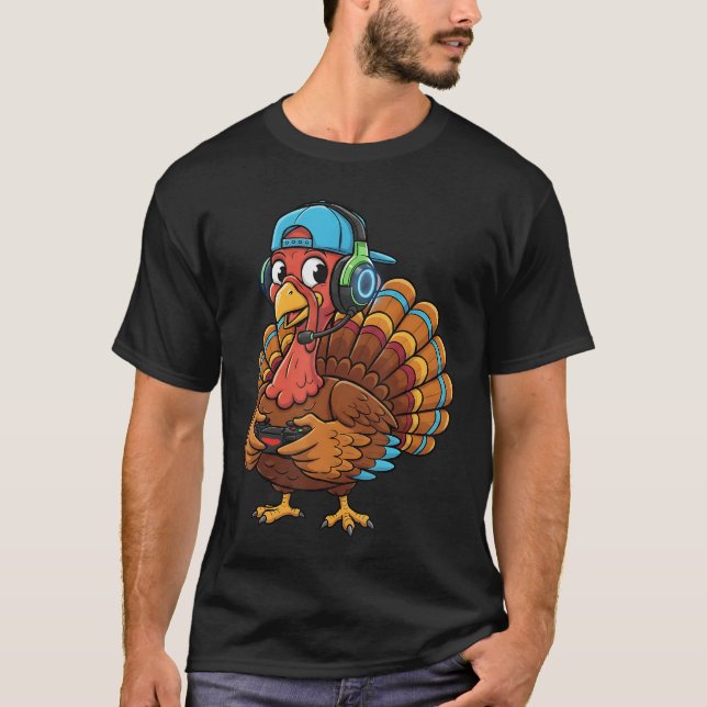 Camiseta Thanksgivingurkey Gamer Video Games Gaming Boys  M (Anverso)