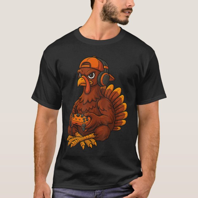 Camiseta Thanksgivingurkey Gamer Video Gaming Boys Men  gif (Anverso)
