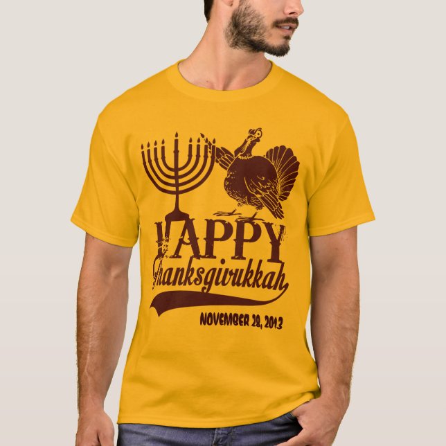 Camiseta Thanksgivukkah feliz personalizado (Anverso)