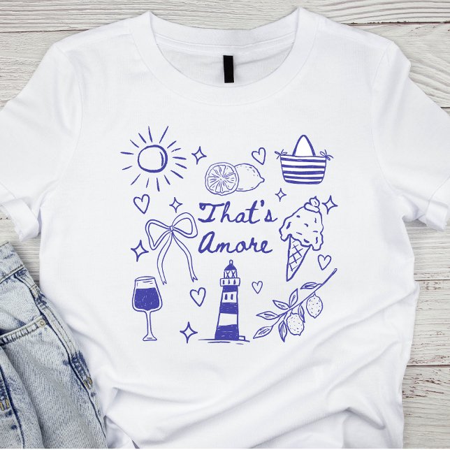 Camiseta That's Amore Blue Coquette Bow Italian Summer (Subido por el creador)