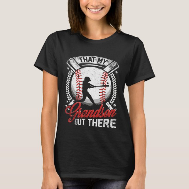 Camiseta That's My Grandson Out There Baseball Grandma Moth (Anverso)