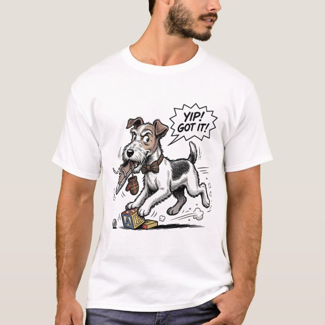 Camiseta The Audacious Wire: Funny Fox Terrier Peekaboo (Anverso)
