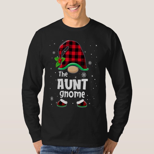 Camiseta The Aunt Gnome Buffalo Plaid Christmas Matching Fa (Anverso)