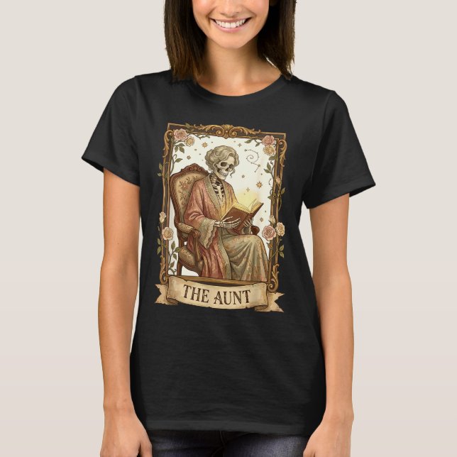 Camiseta The Aunt Tarot Card Women Skeleton Aunty Book Love (Anverso)