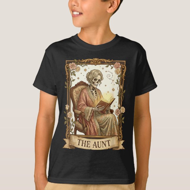Camiseta The Aunt Tarot Card Women Skeleton Aunty Book Love (Anverso)