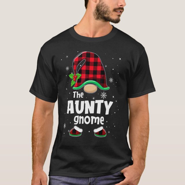 Camiseta The Aunty Gnome Buffalo Plaid Christmas Matching F (Anverso)