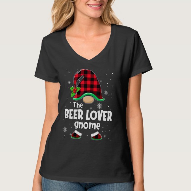 Camiseta The Beer  Gnome Buffalo Plaid Christmas Matching F (Anverso)
