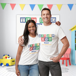 Camiseta The Big One” Retro Toy Block Birthday Colorful