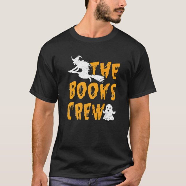 Camiseta The Books Crew Ghost  Flying Witch Book  Library (Anverso)
