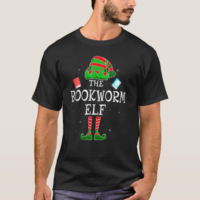 Camiseta The Bookworm Elf Group Matching Family Christmas (Anverso)