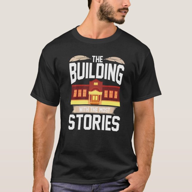 Camiseta The Building With The Most Stories Library Book  1 (Anverso)