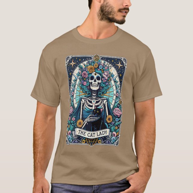 Camiseta The Cat Ladyarot Card Skeleton Cat Mom Cat Lover f (Anverso)