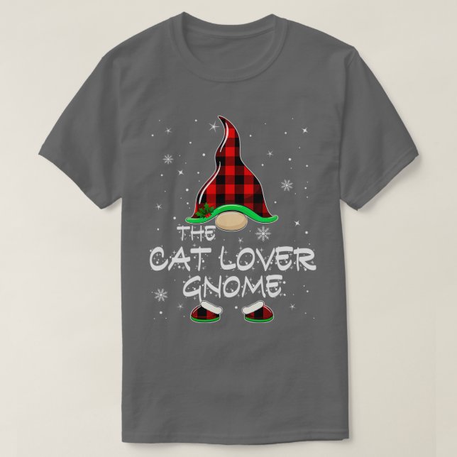 Camiseta The Cat Lover Gnome Buffalo Plaid Matching Family  (Diseño del anverso)