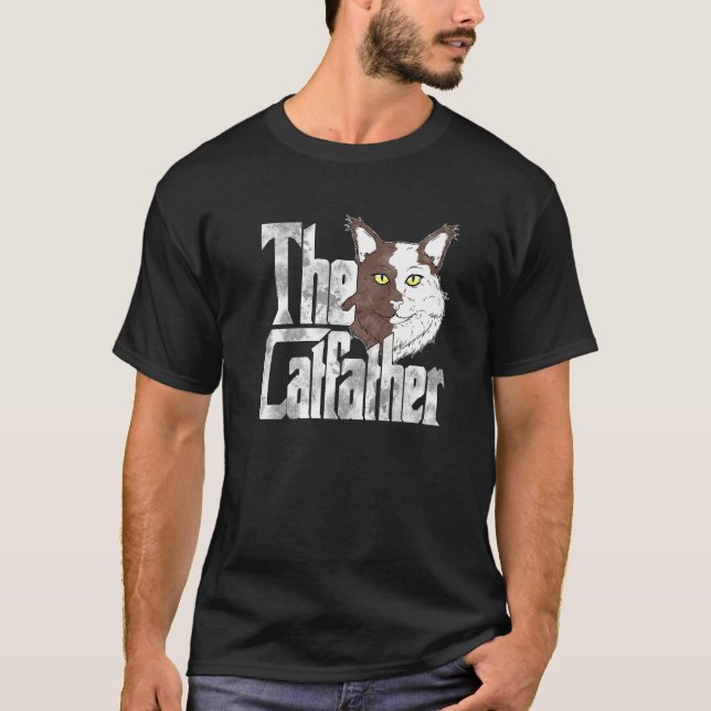 Camiseta The Catfather Cat Father Mafia Whiskers Male Daddy (Anverso)